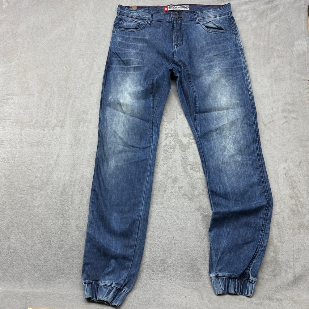 Jordan Craig Denim Joggers Mens 36 Blue Slim Fit Sandblasted Streetwear Preppy